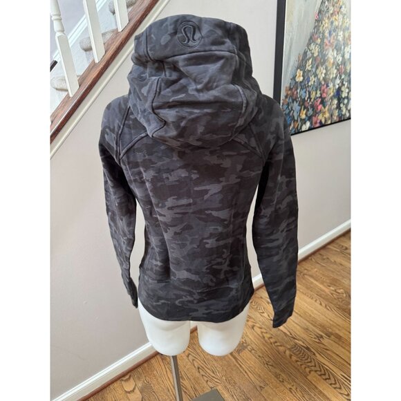 Lululemon Scuba Hoodie Light Cotton Fleece Incognito Camo Multi Grey Size 6 - Picture 4 of 5